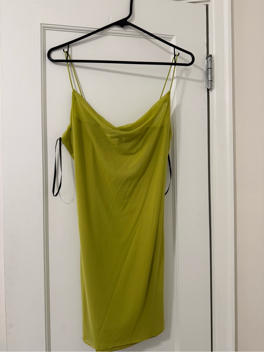 Women's Lime Slip Dress with Cowl Neck